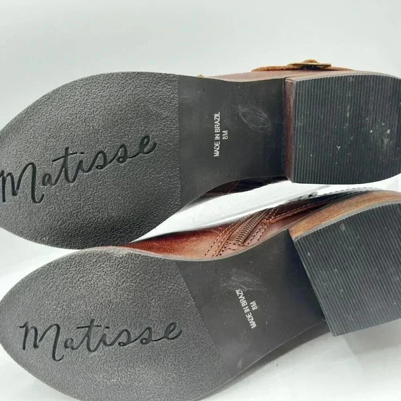 Matisse Kate Ankle Booties 8 M Womens Smooth Distressed Leather Buckle Strap Zip - Picture 14 of 16